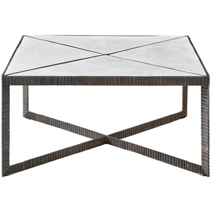 Universal Furniture Abstraction Marble/Aluminum Sqaure Coffee Table, Inset White