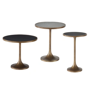 Universal Furniture Nouveau Granite/Metal Bunching Tables, Black/Grey