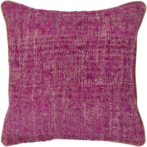 Chandra CUS28011 Silk Textured Handmade Cushion, Magenta/Natural