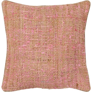 Chandra CUS28013 Silk Textured Handmade Cushion, Pink/Natural