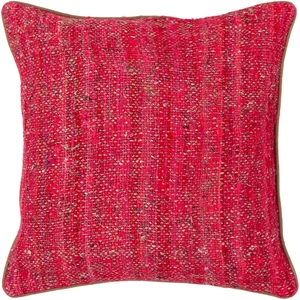 Chandra CUS28015 Silk Textured Handmade Cushion, Red/Natural