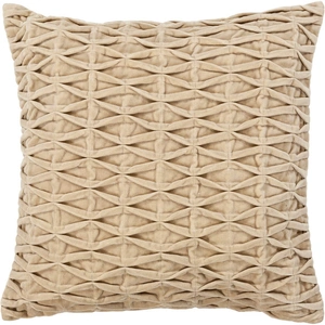 Chandra CUS28021 Cotton/Velvet Handmade Cushion, Beige