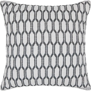 Chandra CUS28035 Cotton Handmade Cushion, White/Grey