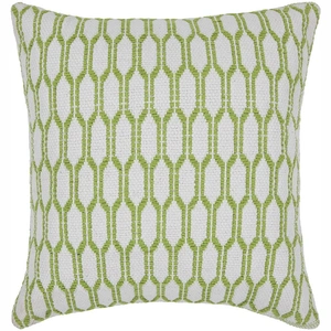 Chandra CUS28036 Cotton Handmade Cushion, White/Green