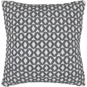 Chandra CUS28037 Cotton Handmade Cushion, White/Grey
