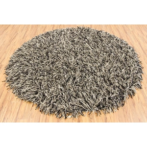 Chandra Cyrah Wool Round Hand-woven Rug, 7'9-inch, Black/Taupe/Ivory