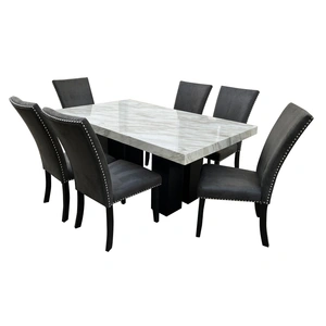 Global Furniture USA D02 Faux Marble Rectangular Dining Table in Black
