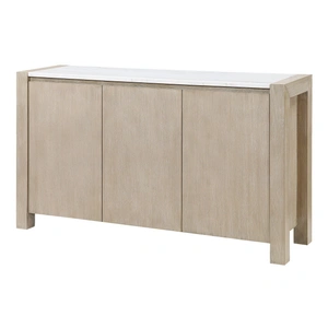 Global Furniture USA D1321 Marble Wood Buffet with 3 Doors in Natural/White