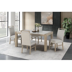 Global Furniture USA D1321 Marble Wood Rectangular Dining Room Set in Light Grey/White