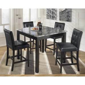 Ashley Furniture Maysville 5-Piece Counter Height Dining Set | Faux Marble, Black