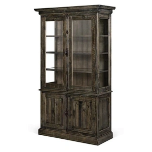 Magnussen SM Bellamy 4-Door Wood/Glass China Cabinet w/LED Lights, Brown