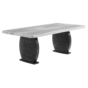 Global Furniture USA D2502 Faux Marble Rectangular Dining Room Set in Black