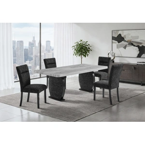 Global Furniture USA D2502 Faux Marble Rectangular Dining Room Set in Black