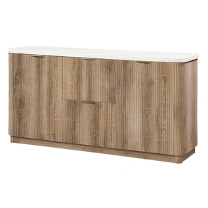 Global Furniture USA D2504 2-Drawer Marble Top Buffet with 2 Doors in Natural/White