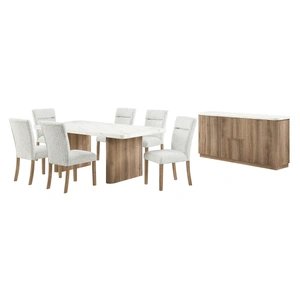 Global Furniture USA D2504 Faux Marble Rectangular Dining Room Set in Light Grey/White/Grey Faux Marble