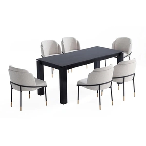 Manhattan Comfort Rockaway 70.86-inch Solid Wood Dining Room Set w/Flor Chairs