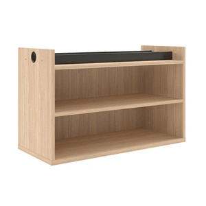 NARBUTAS Round Melamine Office 2-Desk Workstation w/Right Hand & Left Hand Desks, Two-Cabinet Combinations & Single Height Shelf Units