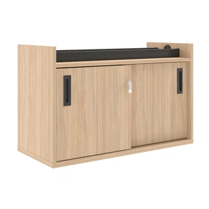 NARBUTAS Round Melamine Workstation Single Desk for 1 Person w/Storage Cabinets, Composition 2