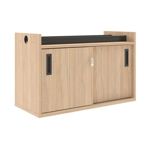 NARBUTAS Round Melamine Workstation Desk Bench for 2 Persons w/Storage Cabinets, Composition 6
