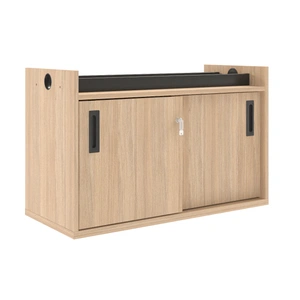 NARBUTAS Round Melamine Workstation Desk Bench for 2 Persons w/High Storage Cabinets