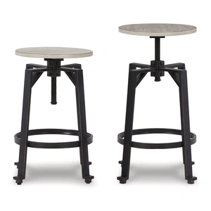 Ashley Furniture Karisslyn Swivel Stool - Adjustable Metal & Wood | Sohomod, Whitewash/Black (Set of 2)