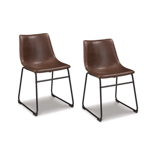 Ashley Furniture Centiar Mid-Century Dining Chair | Faux Leather & Metal, Brown (Set of 2)