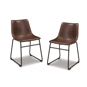 Ashley Furniture Centiar Mid-Century Dining Chair | Faux Leather & Metal, Brown (Set of 2)