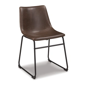 Ashley Furniture Centiar Mid-Century Dining Chair | Faux Leather & Metal, Brown (Set of 2)