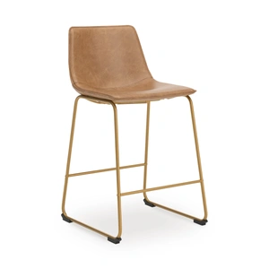 Ashley Furniture Ciabori Gold Metal & Toast Faux Leather Counter Height Stool (Set of 2)
