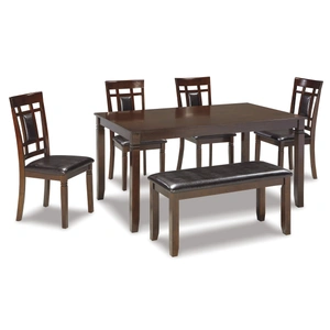 Ashley Furniture Bennox 6-Piece Dining Set - Rectangular Table, Bench & 4 Chairs | Sohomod, Brown