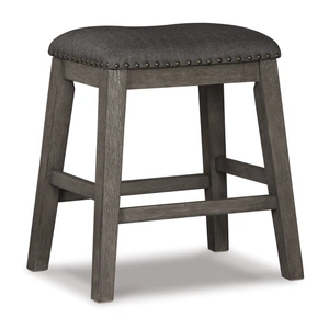 Ashley Furniture Caitbrook Antiqued Gray Wood & Upholstered Counter Stool, Gray (Set of 2)