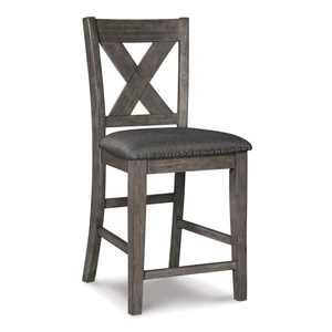 Ashley Furniture Caitbrook Gray Wood & Upholstered Barstool with Nailhead Trim, Gray (Set of 2)