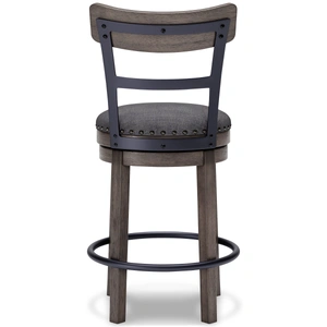 Ashley Furniture Caitbrook Gray Wood Swivel Barstool with Upholstered Back, Gray