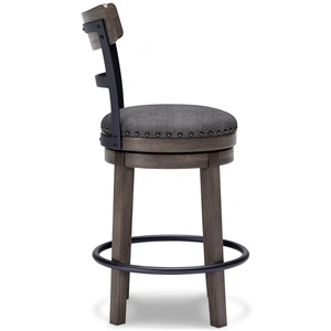 Ashley Furniture Caitbrook Gray Wood Swivel Barstool with Upholstered Back, Gray