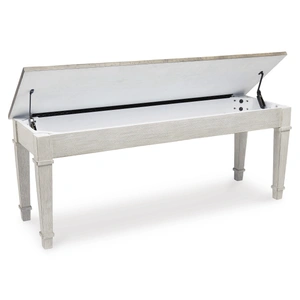 Ashley Furniture Skempton Wood Storage Bench | White & Light Brown Two-Tone, White/Light Brown
