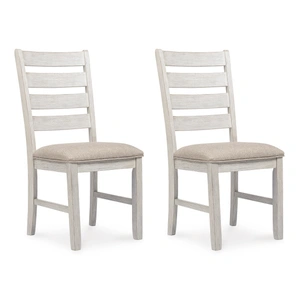 Ashley Furniture Skempton Modern Farmhouse Ladderback Dining Chair | Distressed White, White/Light Brown (Set of 2)