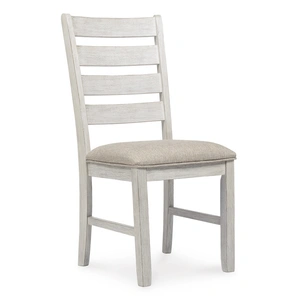 Ashley Furniture Skempton Modern Farmhouse Ladderback Dining Chair | Distressed White, White/Light Brown (Set of 2)