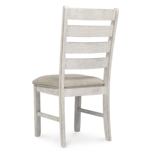 Ashley Furniture Skempton Modern Farmhouse Ladderback Dining Chair | Distressed White, White/Light Brown (Set of 2)