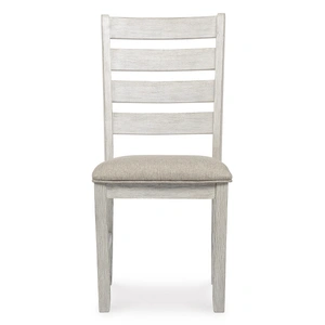 Ashley Furniture Skempton Modern Farmhouse Ladderback Dining Chair | Distressed White, White/Light Brown (Set of 2)