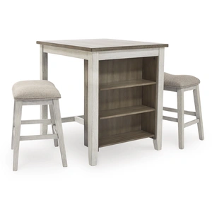 Ashley Furniture Skempton 3-Piece Counter Height Dining Set | White & Brown, White/Light Brown