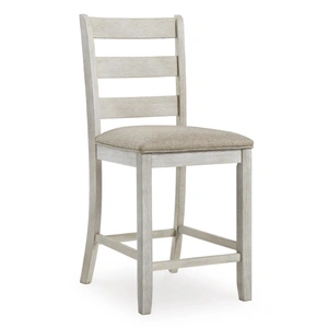 Ashley Furniture Skempton Wood Barstool - White & Brown Upholstered Stool | Sohomod, White/Light Brown (Set of 2)