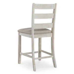 Ashley Furniture Skempton Wood Barstool - White & Brown Upholstered Stool | Sohomod, White/Light Brown (Set of 2)