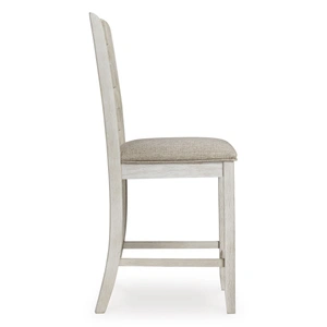 Ashley Furniture Skempton Wood Barstool - White & Brown Upholstered Stool | Sohomod, White/Light Brown (Set of 2)