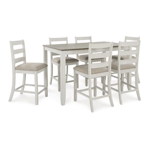 Ashley Furniture Skempton 7-Piece Counter Height Dining Set | White & Brown, White/Light Brown