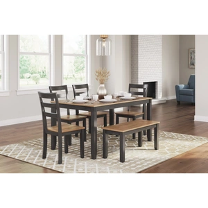 Ashley Furniture Gesthaven 6-Piece Dining Set - Natural Wood Table & Bench | Sohomod