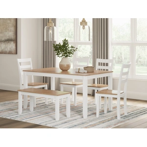 Ashley Furniture Gesthaven 6-Piece Dining Set - Natural Wood Table & Bench | Sohomod