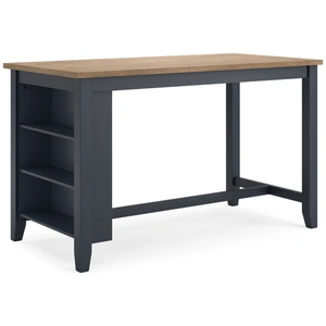 Ashley Furniture Gesthaven Counter Height Dining Table with Storage | Blue, Natural/Blue