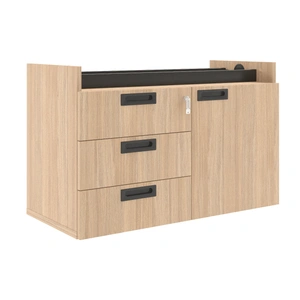NARBUTAS Round 55.1-inch Melamine Workstation Desk Bench for 2 Persons w/Storage Cabinets