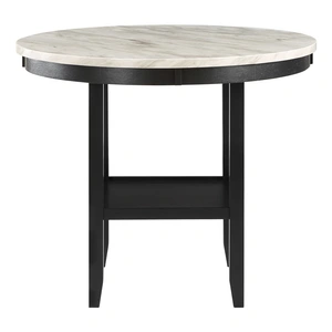 Global Furniture USA D40011 Marble/Wood Round Bar Table, Light Grey