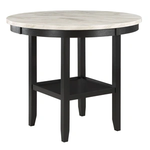 Global Furniture USA D40011 Marble/Wood Round Bar Table, Light Grey